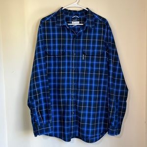 Columbia Omni-Wick Advanced Evaporation Blue Checkered Men's Button Down Shirt
